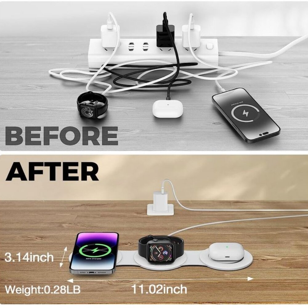 Hicober 3 in 1 Wireless Charging Station for iPhone Airpods watch Magnetic NEW - Picture 6 of 6